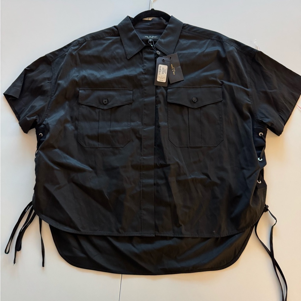 rag & bone Black Short-Sleeve Button Down Shirt